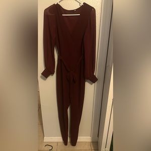 Burgundy long sleeve Jumpsuit